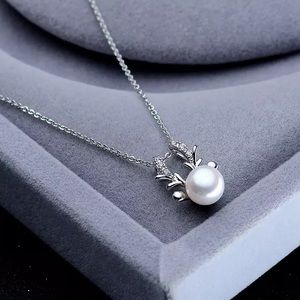 Christmas Deer Natural Freshwater Pearl Pendant Necklace